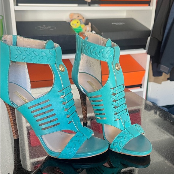 Guess GW Corale  Turquoise High Heel Sandals Sz-7 - Picture 7 of 13